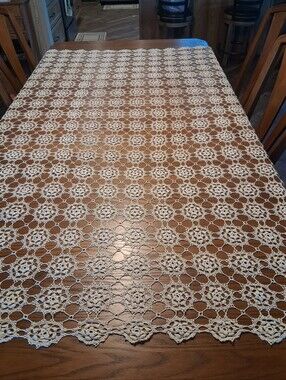 Vintage hand-crocheted tablecloth‎ or bed coverlet